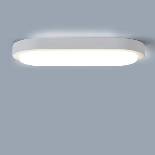 LEZOE Deckenlampe LED Deckenleuchte Bad 12W,1700lm 140(Lm/W) 4000K, IP54 Wasserfest Feuchtraumleuchte Badezimmerlampe, Badlampe Ideal für Bad/Küche/Balkon/Keller/Schlafzimmer/Flur oval 215X100X43MM