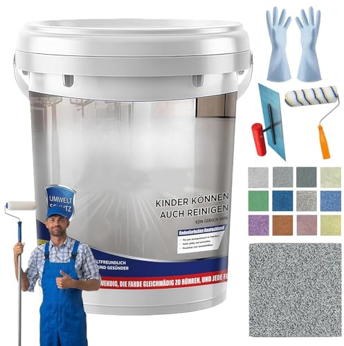 Yagerod Epoxidharz Bodenbeschichtung, Bodenbeschichtung Marmorähnliches Finish 500g, High Gloss Marble Effect Epoxy Floor Coating, rutschfest, Ransformieren Sie Ihre Böden Mühelos(Sesamgrau,0.5KG)