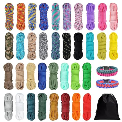 36 Stück Paracord Set – 10 Fuß 4mm Paracords 550 Schnüre für DIY Armbänder & Outdoor – Paracords Armband Paracord Nylonseil Schnüre für Schlüsselanhänger Hundehalsband Camping