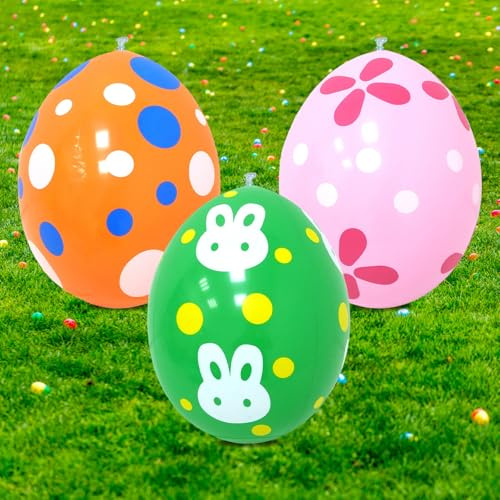 Aufblasbare Ostereier, 16 Zoll Ostereier Aufblasbar Outdoor, Niedlich Osterdeko Aufblasbar, Deko Osterei Aufblasbare für Ostern Drinnen & Draußen Dekorationen (G-3pcs)