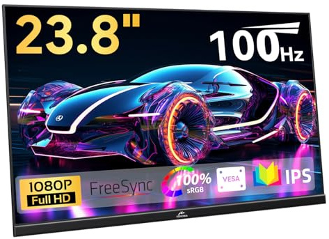 Kenowa Monitor portatile USB-C 23.8 pollici FHD 1080P IPS schermo esterno 100Hz FreeSync Gaming Monitor con altoparlante di tipo C/HDMI per laptop/PC/telefono/Mac/PS4