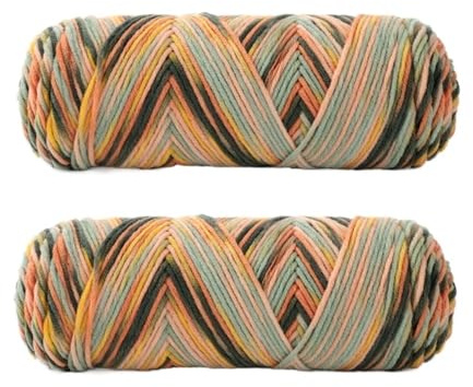 Crochet Yarn 2 PCs Colorful 5-Strand Dyed Milk Cotton Sweater Yarn Self Woven Scarf Medium Thick Handmade(07 Green Yellow)