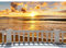 Runa Art Papier Peint panoramique mer coucher de soleil Terrasse 352 x 250 cm Toison Mur XXL Moderne Décoration Murale Salon Chambre á Coucherr Bureau Salle marron orange 9028011c