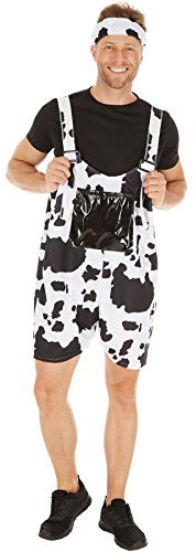 dressforfun Costume da Uomo - Salopette Mucca | Stile Bavarese | Morbido Tessuto Ratinato | Incl. Confortevole T-shirt (XL | No. 300850)