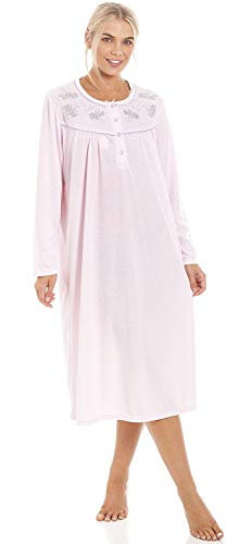 Chemise de nuit classique à manches longues femme - rose pâle 50-52