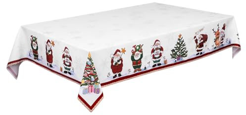 BESTonZON Weihnachtstischdecke, 84 X 60In Rechteckige Lang Weihnachten Tischdecke Tischläufer Weiß Xmas Tischdecke Esstischdecke, Groß Abwaschbar Weihnachts Tischdecke Tischtuch für Tischdekoration