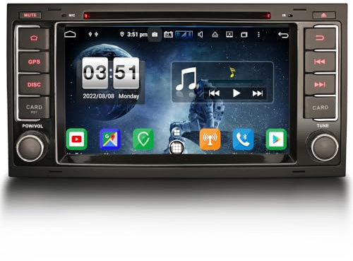 Erisin Android 14 8 Core Radio Coche Autoradio para VW Touareg T5 Multivan Pantalla táctil Support Navegación GPS Carplay Android Auto DSP Bluetooth A2DP TDT WiFi Dab+ IPS