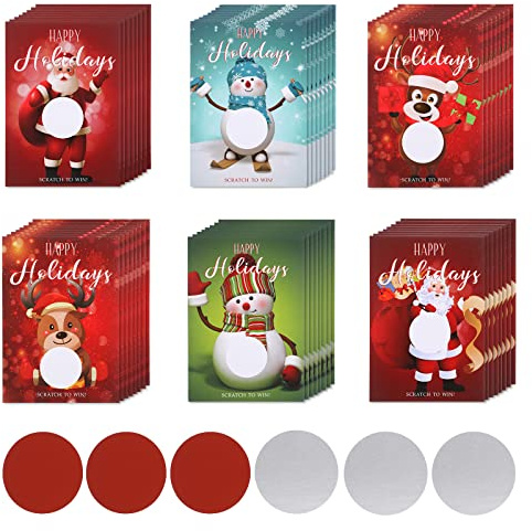 Marspark 120 Pcs Christmas Scratch off Card, Snowman Elk Santa Claus
