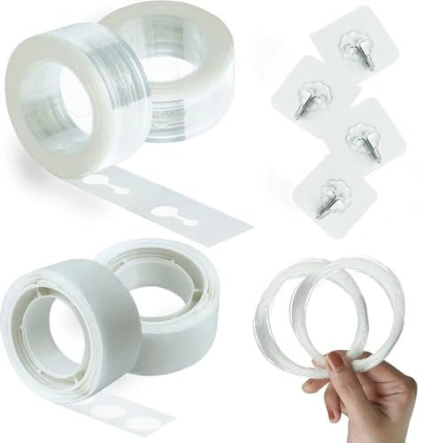 Millennium 10 Pcs Balloon Arch Tape Kit with 2x5 m Balloon Arch Strips, 200 Glue Dots, 4 Self-Adhesive Hooks & 2x10 ft Fishing Wire for Wedding Anniversary and Birthday Party Decorations