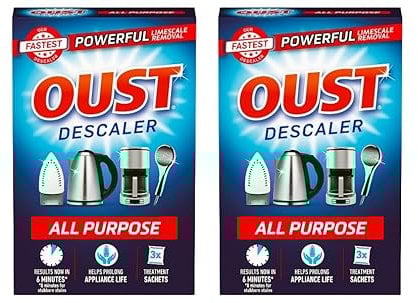 UKDeals Direct® Powerful oust All Purpose Descaler, Limescale Remover – Ideal for Kettles, Coffee Machines, Irons and Shower Heads, 6 x 25ml Sachets (2packs)