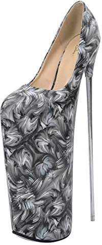 EXECAB 30 cm Super Extreme High Heels Damenschuhe Plattform Sexy Damen Heels Schuhe Damen Pumps Party Stripper Fetisch Schuhe,Grau,44