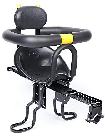 Fahrrad Kindersitz Vorne Kinderfahrradsitz für Kinder von 1-6 Jahren, Abnehmbar Fahrrad-Vordersitz mit Pedal und Leitplanke, Kompatibel mit Allen Erwachsenen Mountainbikes MTBs, bis 100kg, Schwarz