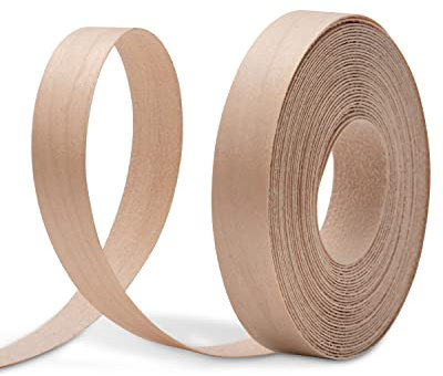 FAKILO Maple Edge Banding 19mm x 8m Real Wood Veneer Plywood Edge Banding Iron-on Pre-glued Veneer Edging Tape for Cabinet Repairs Furniture Restoration