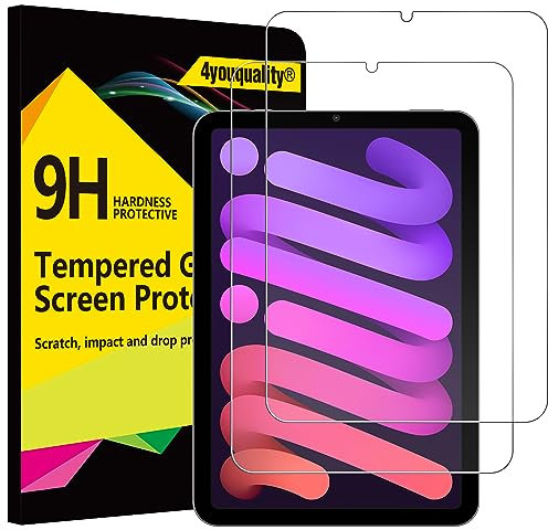 4youquality [2-Pack Screen Protector for iPad Mini (A17 Pro, 7th Generation, 2024) & iPad Mini 6 (6th Generation, 2021), 8.3-Inch, Tempered Glass Film, Anti-Scratch, Impact-Resistant