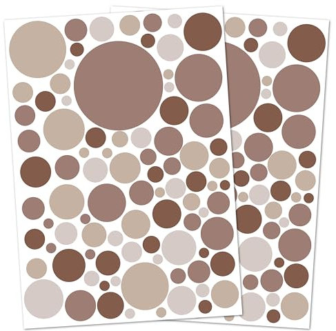 Punalu Kreis Set 176 Stück Wandtattoo für Babyzimmer Aufkleber Sticker Kreise Wandaufkleber Kinderzimmer Deko Punkte Dots Klebepunkte (braun 2)