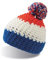 tshirtladen Everest Beanie mit Innenfleeceband: Farbenfrohe Bommelmütze für kalte Tage, Farbe: Royal White Orange