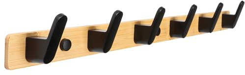 Funnacle Handtuchhalter aus Bambusholz, Wandhalterung, 6 Heringe, Kleiderhaken, Wandmontage, Bambus-Handtuchhalter, Badezimmer, Wandmontage, Garderobe, Hutaufhänger (1 Packung)
