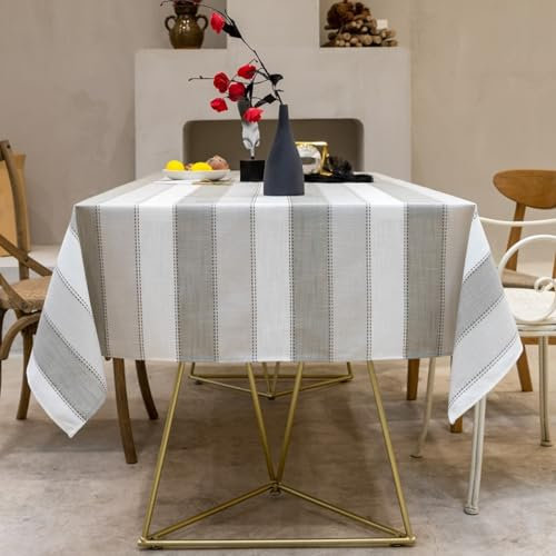 Beydodo Tischdecke Abwaschbar Tricolor, Tischtuch 110x170 Modern mit Streifen Motiv Tischdecken für Draußen Garten