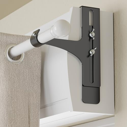 Set di 2 supporti per aste per tende senza foratura, in metallo e resistenti, adatti a tutti i cassonetti per tapparelle, Ø20-28 mm, asta per tende senza foratura cassonetto per tapparelle