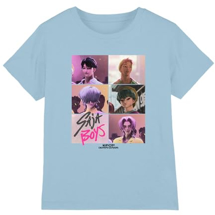 Kpop Demon Hunters Unisex Kids K-pop Demon Hunters - Saja Boys Era Grid Kids T Shirt T-Shirt (Pack of 1)