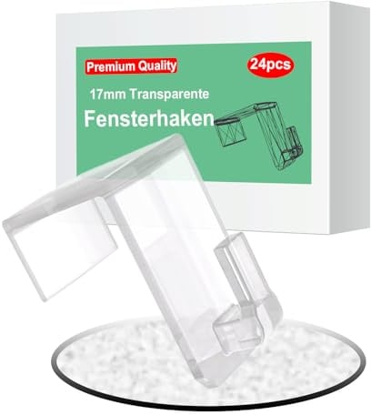POEYMTK Fensterhaken 24er Set, Haken für Fenster Deko, Aufhänger Fensterdeko, Lichterkette - zum hängend, Transparente Türhaken Einhängen (Klemmbereich maximal : 17 mm)