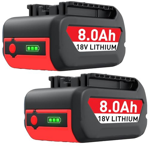 8000mAh Lithium Ersatzakku für Bosch Akku 18V Kompatibel mit Bosch Akku BAT609 BAT618 BAT619 BAT618G BAT609G (2pack 8.0Ah)