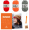 myboshi Häkelset Beanie Wakayama, Häkelset für Anfänger, inkl. No.1 Wolle, Nadel und Anleitung, Label, Häkelpaket für Anfänger, 30% Merinowolle Orange mit Häkelnadel