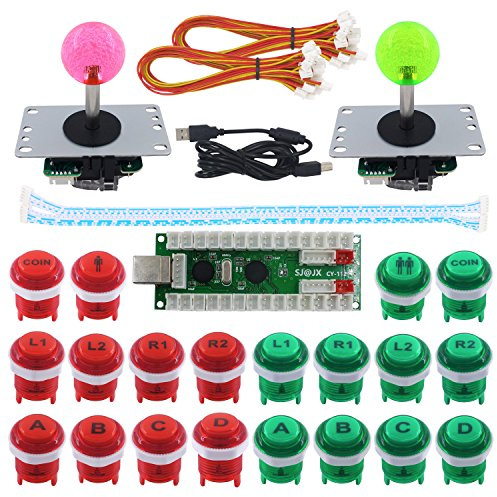 SJ@JX 2 Player Arcade Game DIY Kit Arcade Joystick Controller Mechanical Keyboard Switch Retropie Raspberry MAME Arcade Button