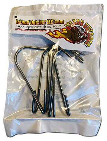 LavaLock Meat Hooks Rib Hangers Stainless Steel for UDS WSM BBQ Pit Smokers Bacon Chicken Sausage etc, 6 Pack