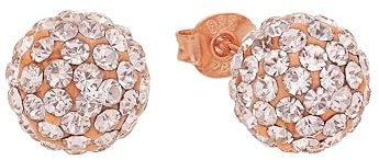 Amor Ohrstecker 925 Sterling Silber Damen Ohrschmuck, mit Kristallglas, 0,8 cm, Apricot, Kommt in Schmuck Geschenk Box, 2017091