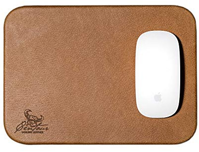 Centaur - Hochwertiges Leder Mousepad 25x18 cm Cognac Vintage - Vintage Mauspad aus echtem Leder - Unterlage für Computermaus - Leather Pad - Handarbeit Made in Germany
