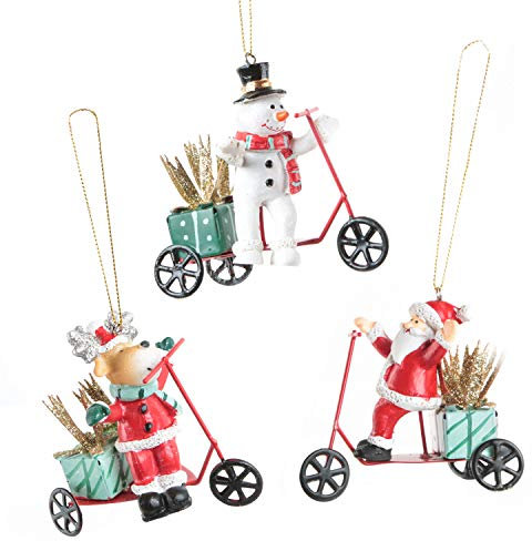 Logbuch-Verlag 3 Weihnachtsbaumanhänger Santa Weihachten Anhänger aus Metall lustig 9 cm Bauschmuck kurios