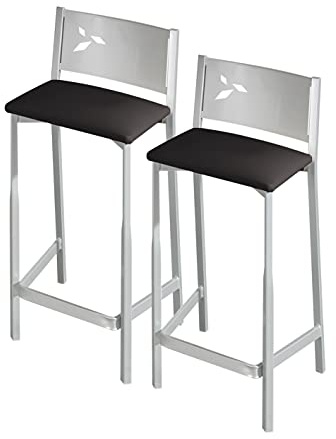 ASTIMESA Zwei Hocker für die Küche, 60 cm, Kunstleder, Schwarz