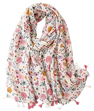 FAIRYGATE Schal Mädchen Blumen Leicht und Weich Elegant Quaste Schals & Tücher für Damen 63008, 90 * 180 cm