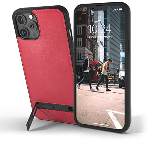 Snakehive Metro Leather Case for Apple iPhone 12/12 Pro || Real Leather Phone Case with Stand || Genuine Leather & MagSafe Compatible Leather Cover with Kickstand (Red)