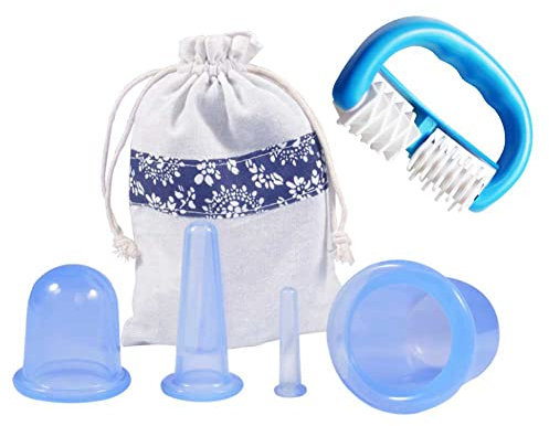 Niiyen Set coppettazione anticellulite, Coppe massaggianti sottovuoto in Silicone anticellulite con Massaggio a Ventosa a Rullo massaggiante