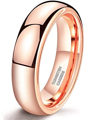 Zakk Ringe Damen Herren Wolfram Rosegold Vorsteckring Schmal Schlicht Poliert Verlobungsringe Eheringe Trauringe 2mm 4mm 6mm (6mm,53 (16.9))