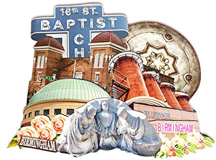 American Birmingham City Magnet 3D Wooden Landmarks Classic Fridge Magnets Handcrafted Crafts Travel Souvenirs Gifts Collections Home & Kitchen Decorations