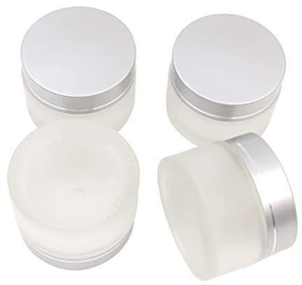 Hsthe Sea Lot de 4 pots vides rechargeables en verre givré avec couvercle argenté 30 ml/30 g