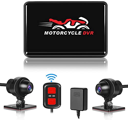 VSYSTO Caméra de Tableau de Bord de Moto sans écran, WiFi, Vision Nocturne, Double caméra Avant et arrière 1080p, Objectif Grand Angle 130 °, capteur G, Enregistrement en Boucle (B2UL)