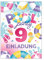 Junapack 12 Einladungskarten zum 9. Kindergeburtstag Schwimmbad Einladungen neunte Geburtstag Mädchen Pool-Party