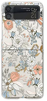 CrazyLemon Samsung Galaxy Z Flip 3 Hülle, Frauen Mädchen Gemaltes Muster Klar Handyhülle Harte PC Schutzhülle für Samsung Galaxy Z Flip 3 5G 2021 - Blumen