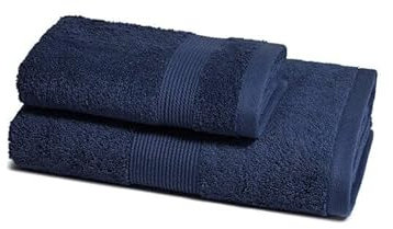 ZUCCHI Solotuo - Set Asciugamani Da Bagno Viso e Bidet, Spugna di Cotone 560 gr Coppia Asciugamani da Bagno Grande con Ospite - Indigo 3340