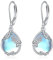 POPLYKE Juli Rittersporn Mondstein Geburt Blume Filigrane Tropfen Ohrringe Sterling Silber Ohrringe mit Kappe Schmuck
