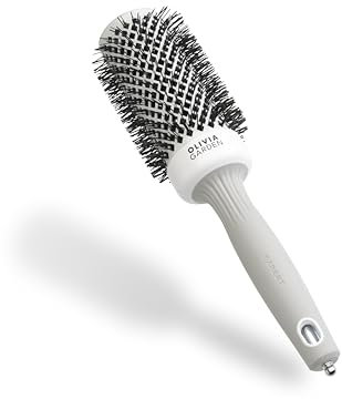 Olivia Garden Expert Blowout Shine – Blanc & Gris - 45 - Brosse ronde en céramique antistatique pour brushing brillant et sans frisottis