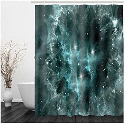 Duschrollo Schwarz, Duschvorhang Um Die Ecke 165X200cm Polyester Shower Curtains Quadrat Blauer See Waschbar Wasserdicht