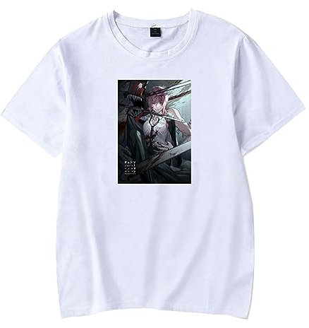 acsewater Chainsaw Man T-Shirt Cartoon Round Neck Short Sleeve Men Women T-Shirt Chainsaw Man Manga Graphic Top
