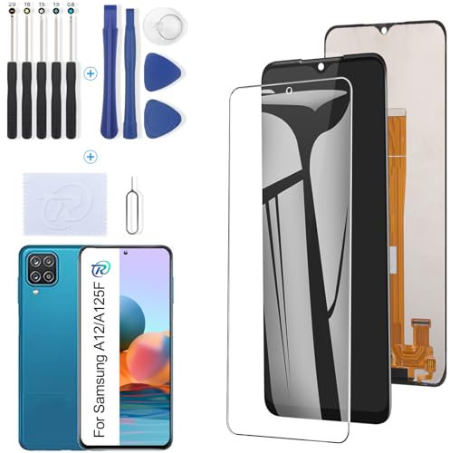 RongZy für Samsung Galaxy A12 LCD Bildschirmersatz für Samsung A12 A125F Touchscreen Digitalisierer Display mit Werkzeugen (Schwarz)