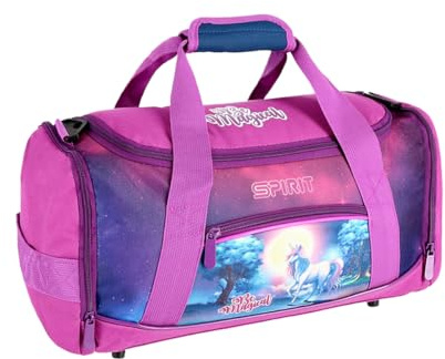 Kinder Sporttasche Schwimmtasche Motiv magisches Einhorn mit Tragegriffe Klettsicherung Schulterriemen Gurt 47 x 20 x 21,5 cm für Mädchen