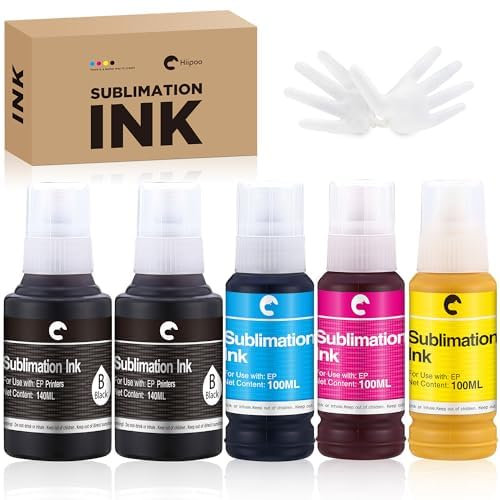Hiipoo Bouteilles Rechargeables d'encre de Sublimation de 580 ML compatibles avec imprimantes à Jet d'encre ET2400 ET2720 ET2760 ET2750 ET4800 ET-2800 ET-2803 ET-2850